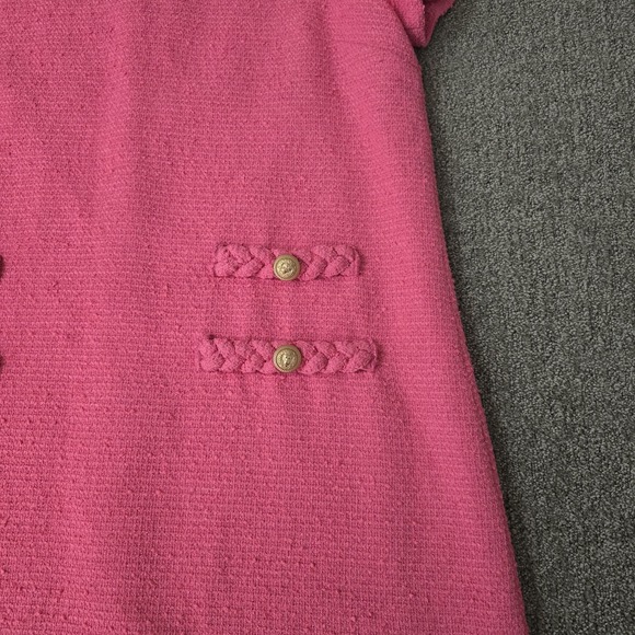 Tuckernuck Jackie Tweed Dress Womens XXL Pink Gold Button Short Sleeve Preppy - Picture 2 of 7